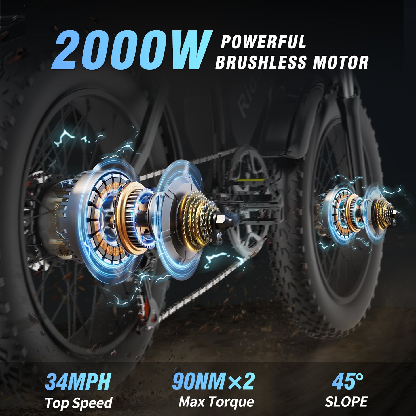Ridstar Q20 Pro 1000W*2 Dual Motors 20" Fat Bike Full Suspension E-Mountain Bike 20Ah*2 Dual Batteries E-MTB