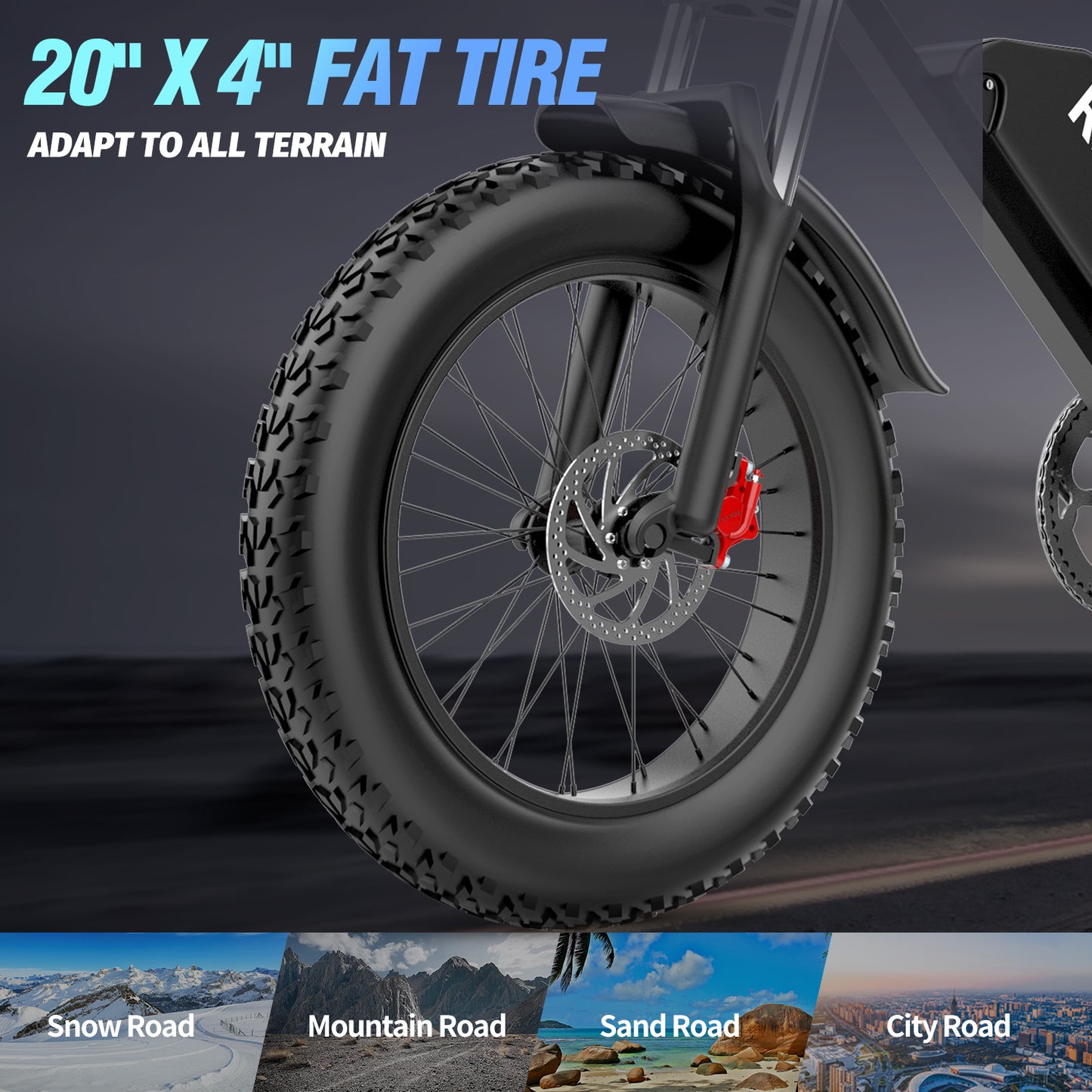 Ridstar Q20 Pro 1000W*2 Dual Motors 20" Fat Bike Full Suspension E-Mountain Bike 20Ah*2 Dual Batteries E-MTB