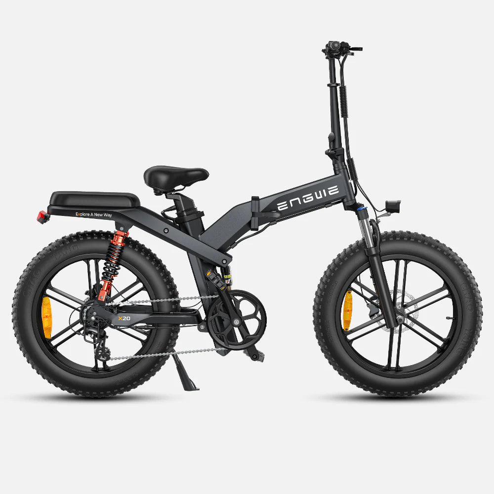 Engwe X20 750W Fat Bike 20" Foldable E-Mountain Bike 14.4/22.2Ah Batteries Electric Bike